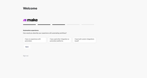 Welcome screen