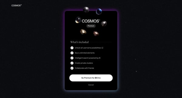 Cosmos - Upgrade screen