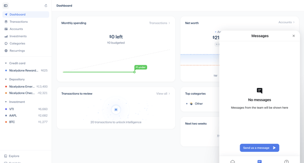Copilot Money | Dashboard screen