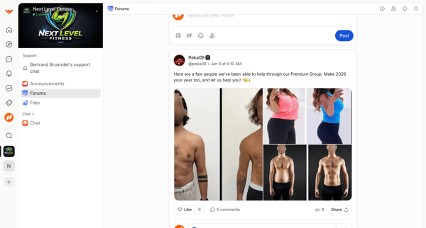 Forums | NextLevel Fitness – Free Group screen