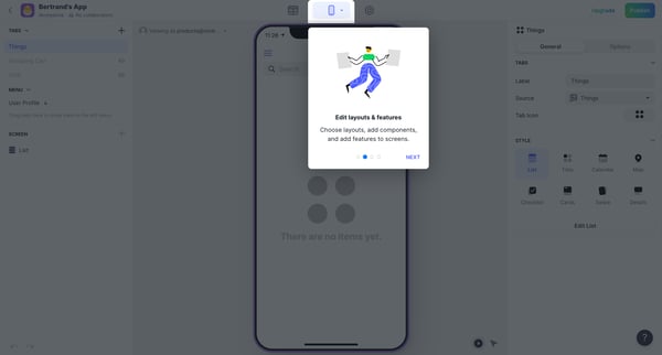 Bertrands App · Glide screen