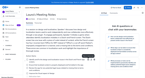 Lauras Meeting Notes - Otter.ai screen
