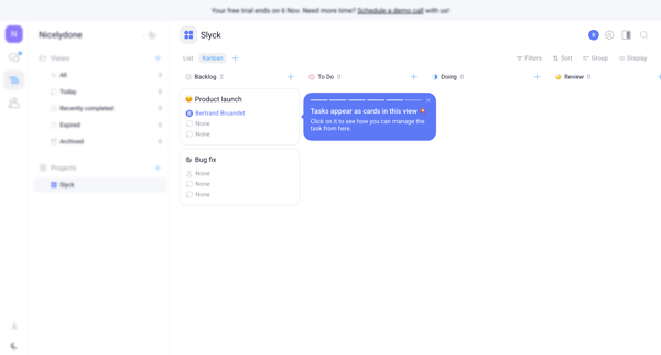 Nicelydone - Tasks screen