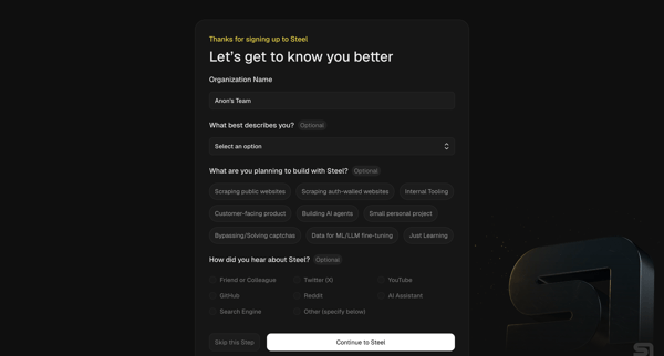 Steel | Open-source Headless Browser API screen