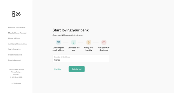 Open a bank account – Sign up — N26 from N26