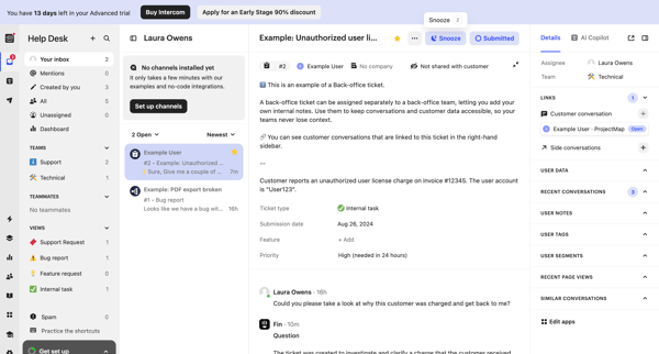 Example Unauthorized user license charge | Help Desk Nicelydone from Intercom