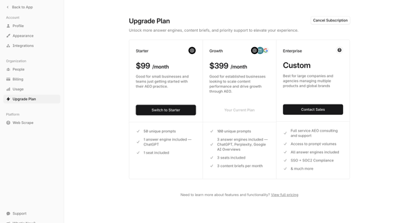 Profound | Answer Engine Optimization screen