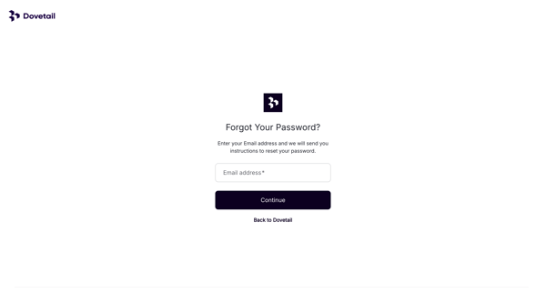 Log in – Dovetail screen