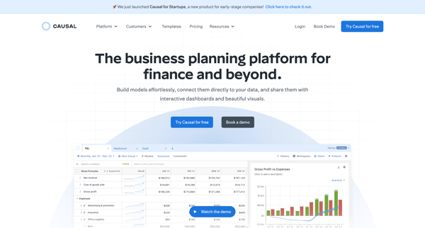 Causal The Business Planning Platform screen
