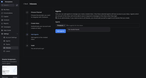 Chatwoot screen