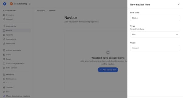 Dashboard - Navbar screen