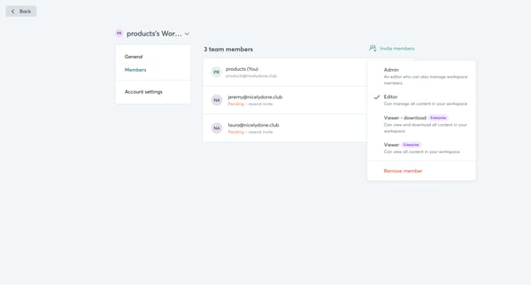 Workflow - Settings screen