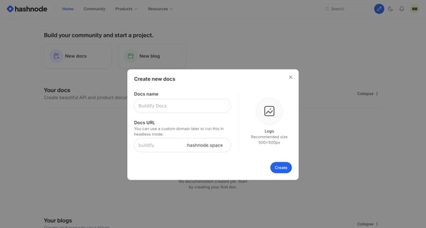 Hashnode screen