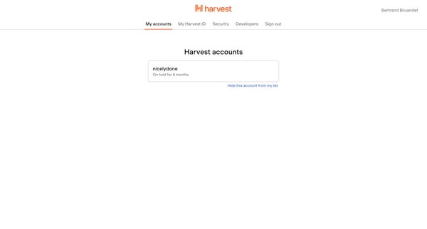 My accounts screen