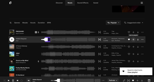 Now Trending Playlist | Epidemic Sound screen