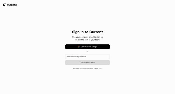 Current — Login screen