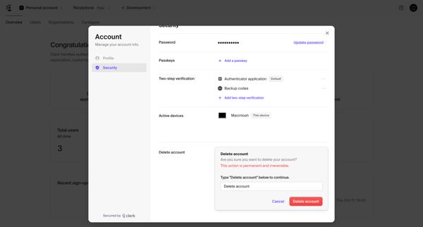 Dashboard | Clerk.com from Clerk