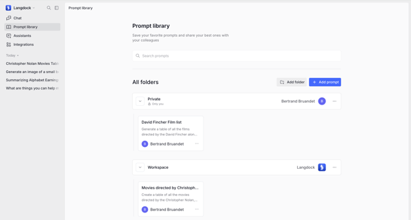 Prompt library screen