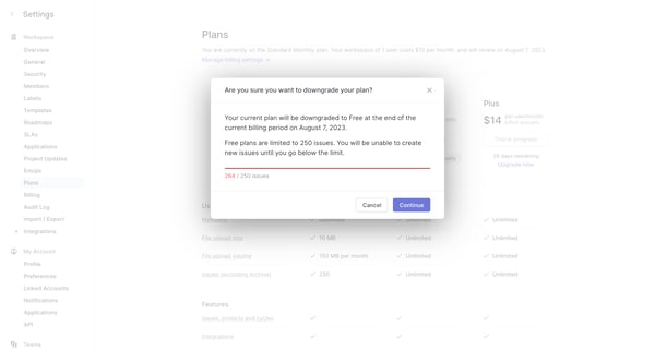 Plans screen