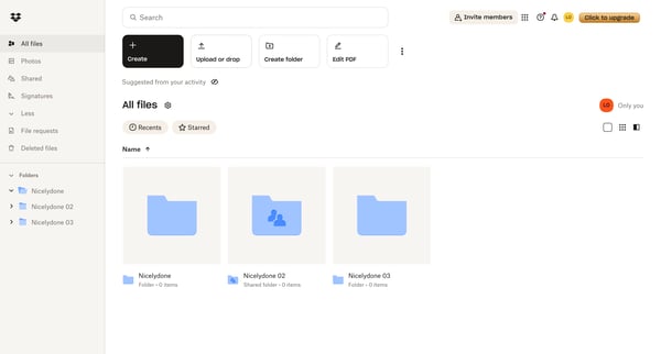 Files - Dropbox screen