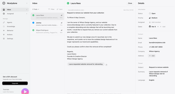 Inbox › Laura Rees screen