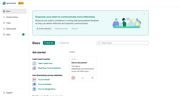 Grammarly screen