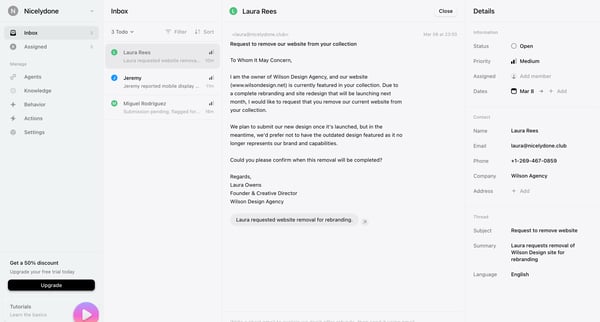 Inbox › Laura Rees screen
