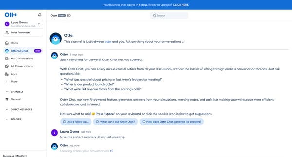 Otter Voice Meeting Notes - Otter.ai screen