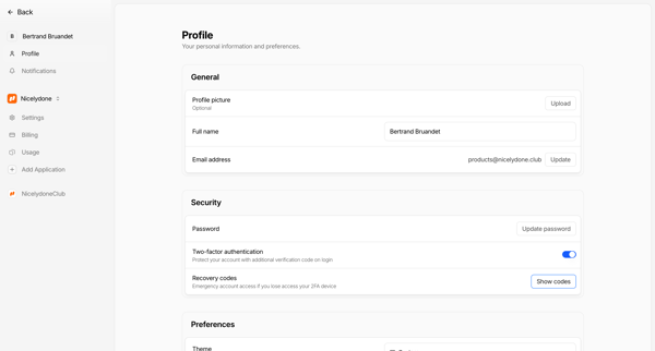 Profile - Nightwatch screen