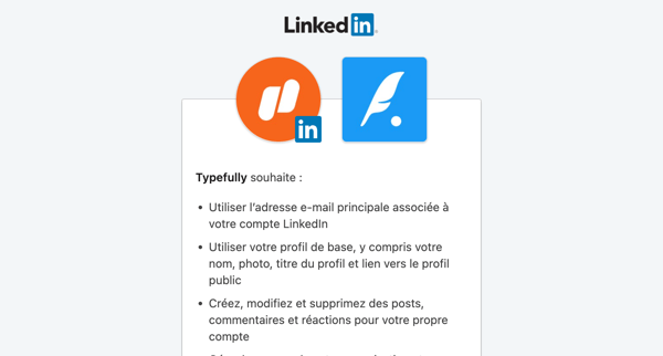 Autoriser | LinkedIn screen