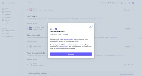 Payment methods – nicelydone.club – Stripe screen