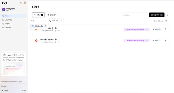 Dub.co - Link Management for Modern Marketing Teams screen