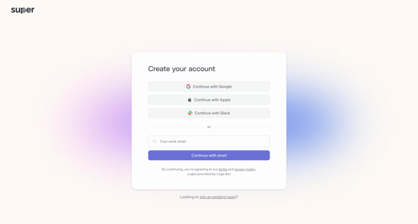 Get started | Super screen