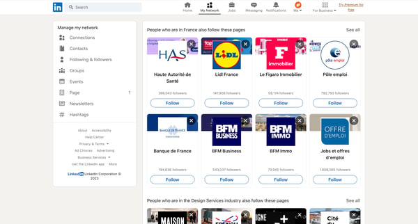 LinkedIn screen