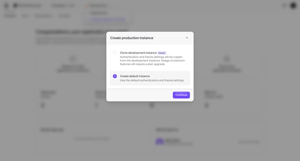 Dashboard | Clerk.com screen