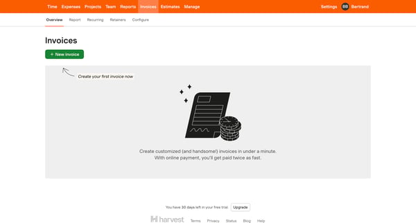 Invoices – nicelydone – Harvest screen