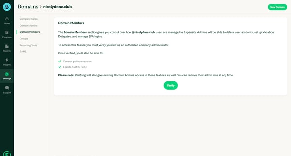 Expensify - Domains - Domain Members screen