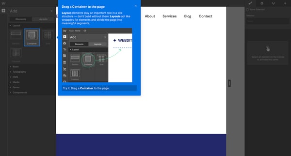 Webflow - Create basic layouts screen