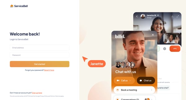 ServiceBell - Sign in screen