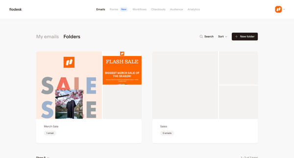 Folders | Flodesk screen