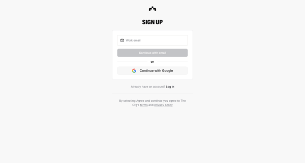 Sign up | The Org screen