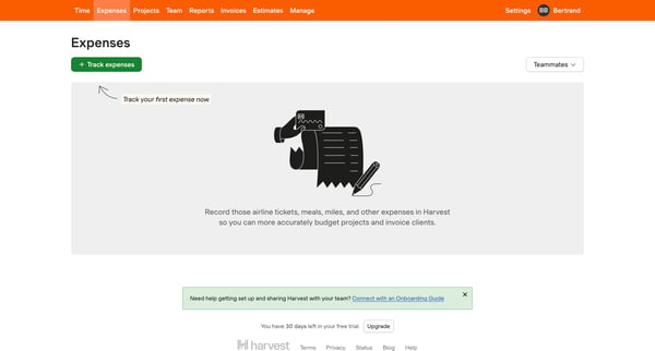 Expenses – nicelydone – Harvest screen