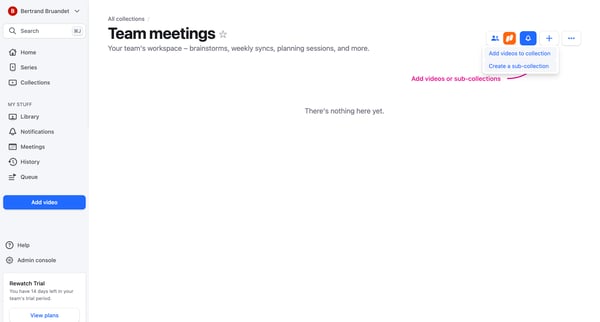 Team meetings screen