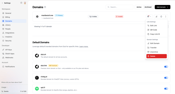 Dub.co - Link Management for Modern Marketing Teams screen