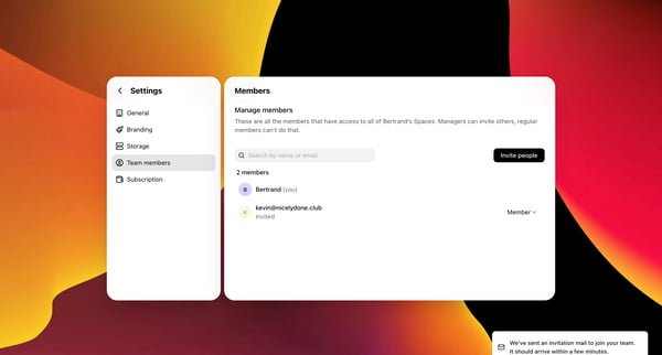 Settings screen