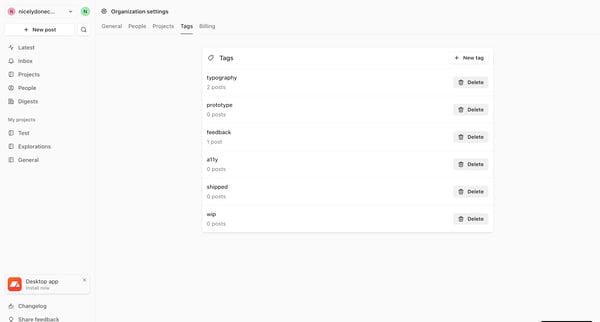 nicelydoneclub tags screen