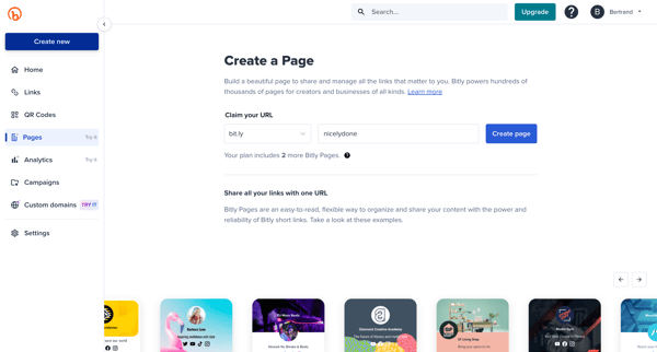 Bitly | Bitly Page screen