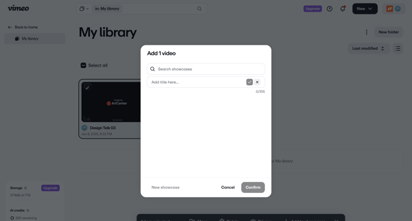 My library on Vimeo screen