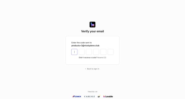 Verify your email screen