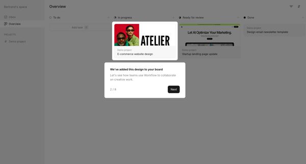 Workflow screen